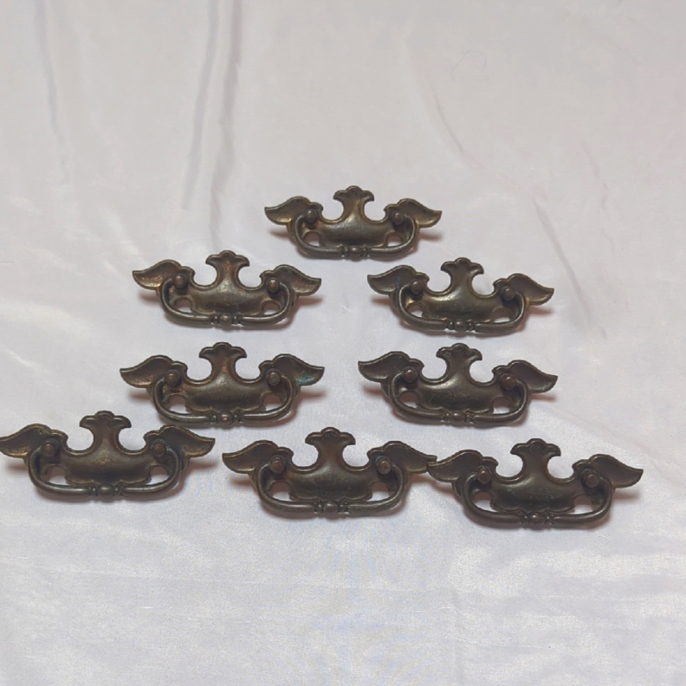 Set Of 8 Chippendale Style 4" Batwing Metal Drop Bail Drawer Pulls P2170314 See